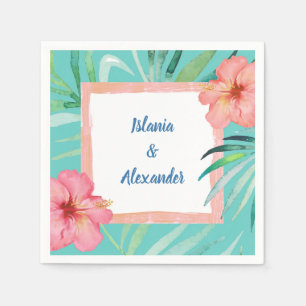 Serviette En Papier Plage tropicale Palm Hibiscus Mariage & douche