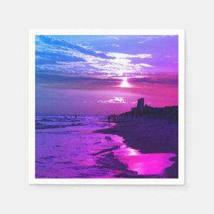 Serviette En Papier Plage violet coucher de soleil Papier serviettes