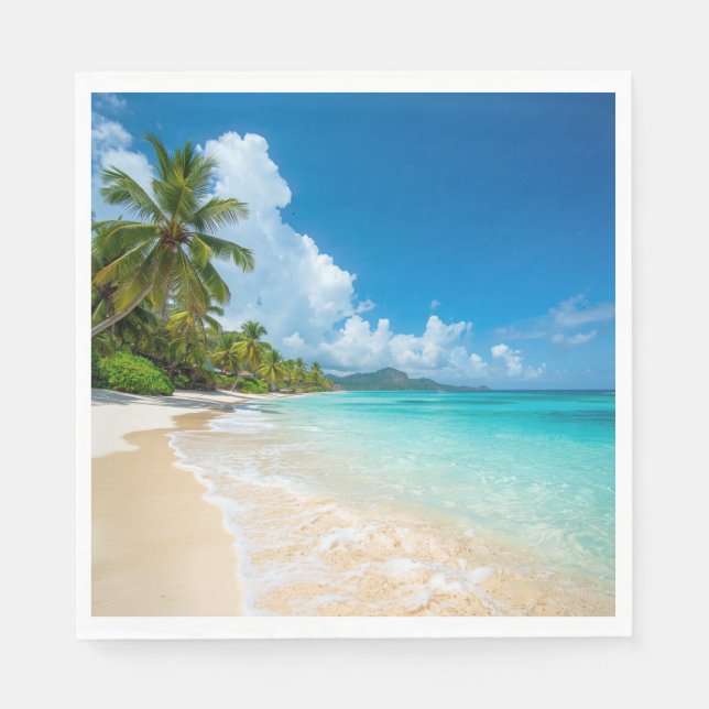 Serviette En Papier Plages aux palmiers océan tropical  (Devant)
