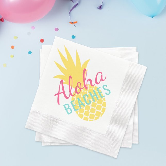 Serviette En Papier Plages d'Aloha Ananas Tropical Jaune (Créateur téléchargé)