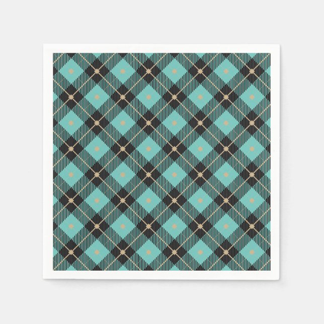 Serviette En Papier Plaid à eau noire tendance (Devant)
