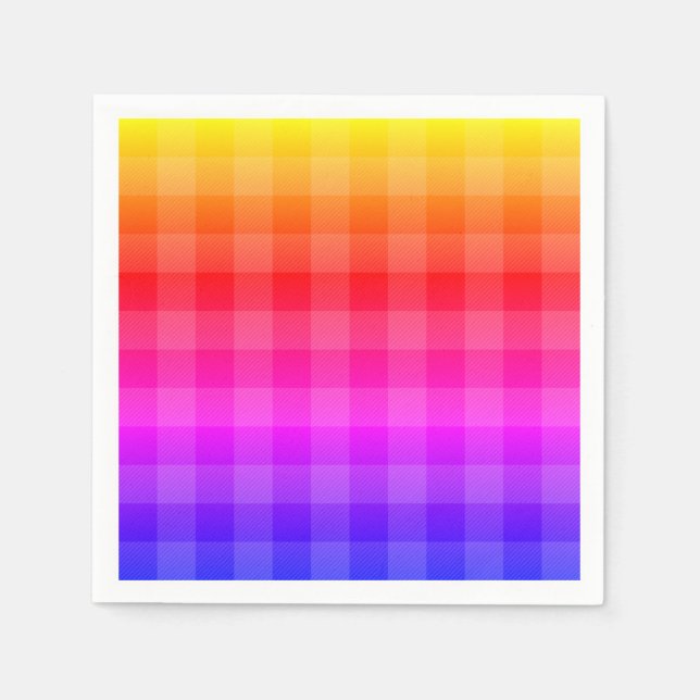Serviette En Papier Plaid bleu rose violet rouge orange jaune (Devant)