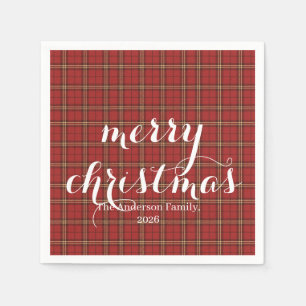 Serviette En Papier Plaid Classique Joyeux Noël Festif -
