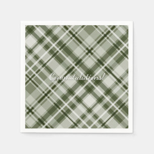 Serviette En Papier Plaid de tartan grayed vert et blanc de jade