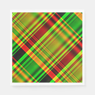 Serviette En Papier Plaid de tartan rouge et vert