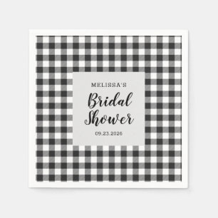 Serviette En Papier Plaid Mariage Gingham Noir Blanc
