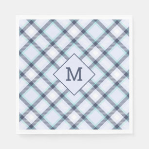 Serviette En Papier Plaid Monogramme personnalisé / Motif Tartan