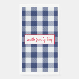 Serviette En Papier Plaid personnalisé de buffle bleu et blanc
