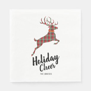 Serviette En Papier Plaid Reindeer Holiday Cheval