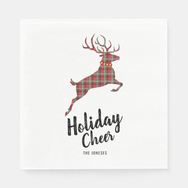 Serviette En Papier Plaid Reindeer Holiday Cheval (Devant)