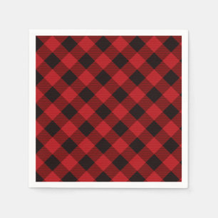 Serviette En Papier Plaid rouge de buffle classique rustique