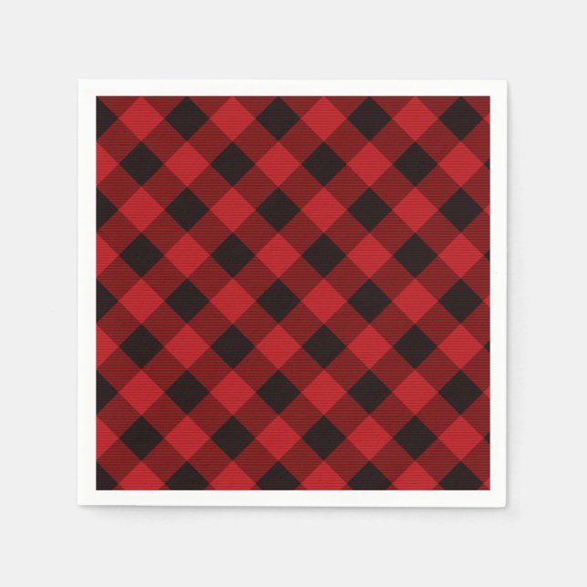 Serviette En Papier Plaid rouge de buffle classique rustique (Devant)