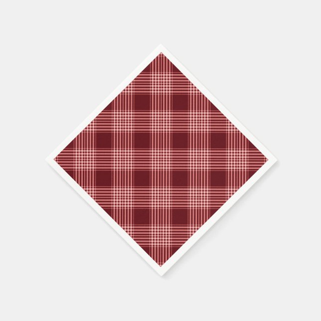 Serviette En Papier Plaid Rouge Et Blanc (Coin)
