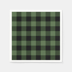 Serviette En Papier Plaid vert et noir
