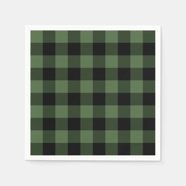 Serviette En Papier Plaid vert et noir (Devant)