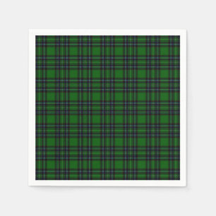 Serviette En Papier Plaid vert et noir