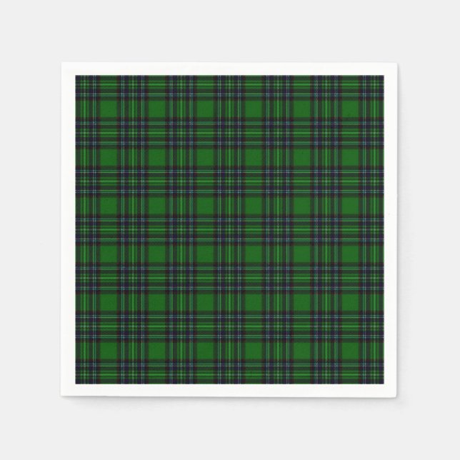Serviette En Papier Plaid vert et noir (Devant)