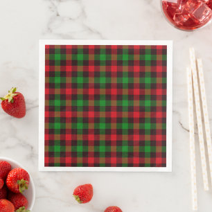 Serviette En Papier Plaid vert et rouge