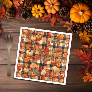 Serviette En Papier Plaids d'automne citrouille Maple Feuille