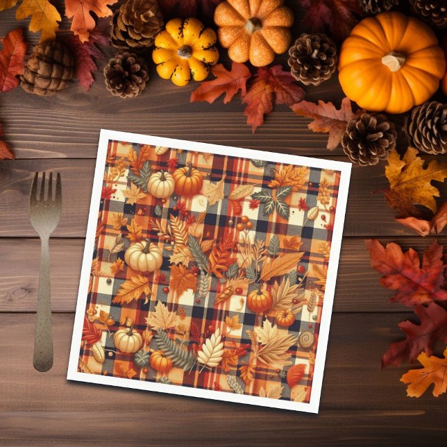 Serviette En Papier Plaids d'automne citrouille Maple Feuille (Créateur téléchargé)
