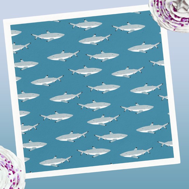 Serviette En Papier Plaisir requin sous-marin thème (Fun shark pattern underwater themed party party paper napkins)