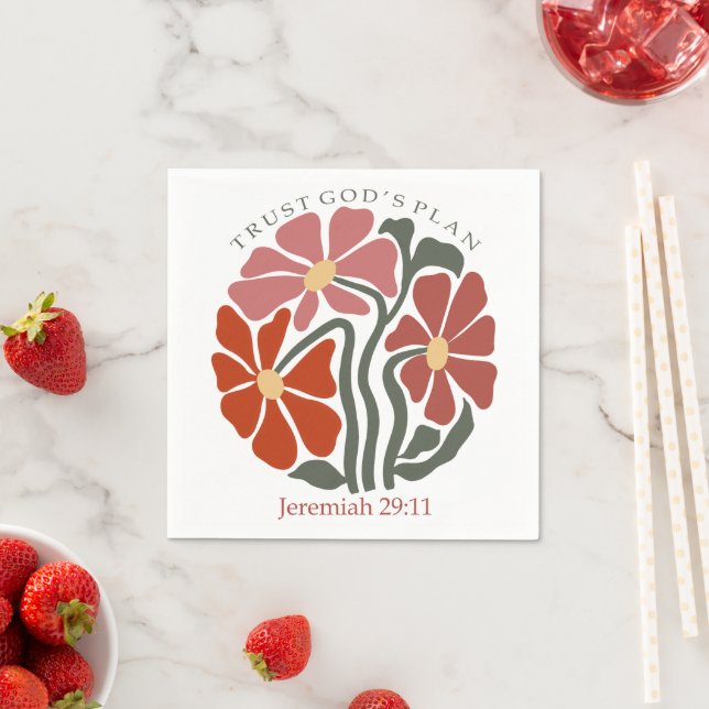 Serviette En Papier Plan des dieux de confiance Bible Verse Fleur sauv (En situation)