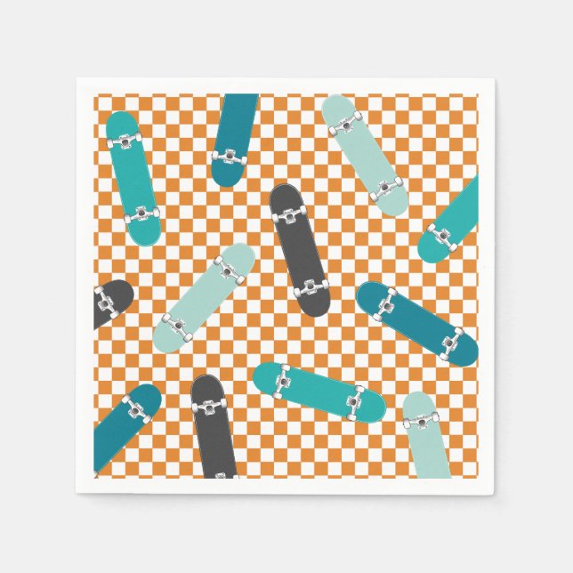 Serviette En Papier Planche à roulettes Faisons la fête Anniversaire (Devant)