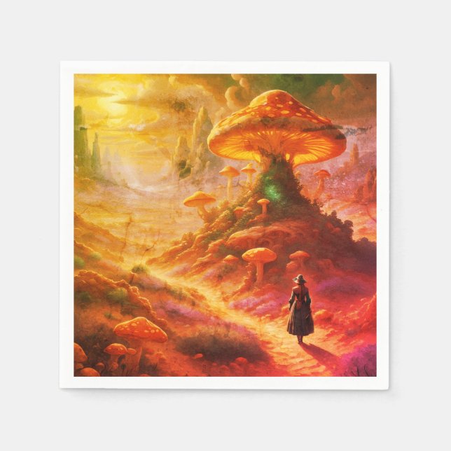 Serviette En Papier Planète Champignon Magique (Devant)