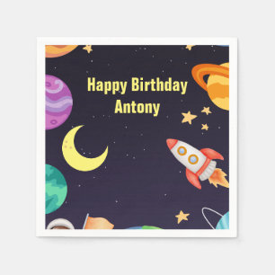 Serviette En Papier Planètes extérieures Bleues