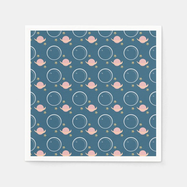 Serviette En Papier Planètes roses Lune Galaxie Filles Anniversaire (Devant)