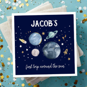 Serviette En Papier Planètes spatiales Galaxy Gold Blue Boy Anniversai