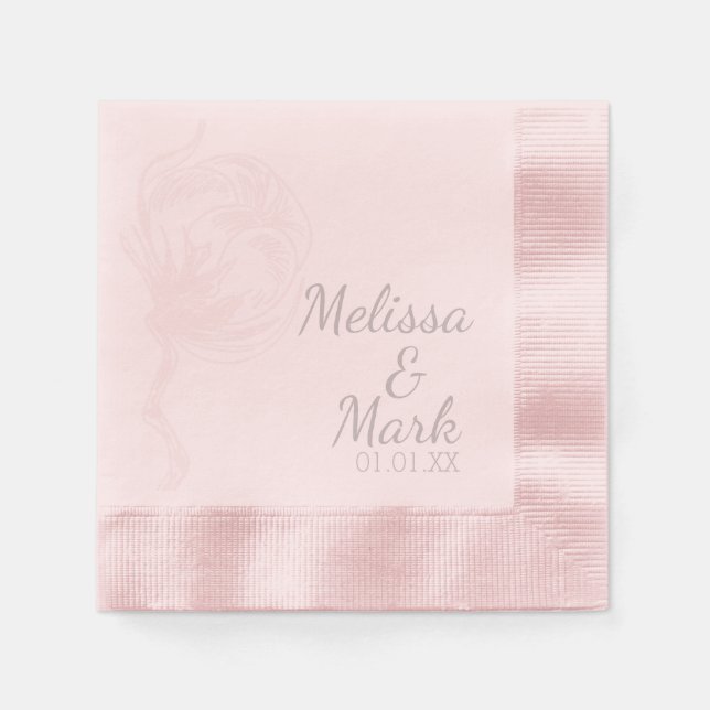 Serviette En Papier Plante de coton Monogramme botanique rose (Devant)