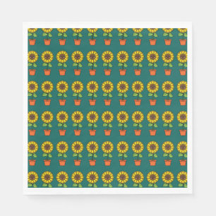 Serviette En Papier Plante de tournesol Kawaii dans un pot