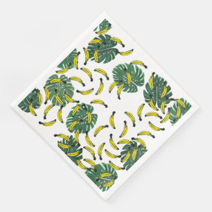 Serviette En Papier Plante et bananes de fromage suisse d'aquarelle