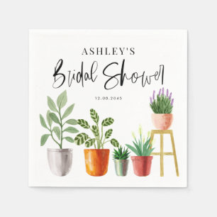 Serviette En Papier Plantes en pot aquarelle bohème pour une baby show
