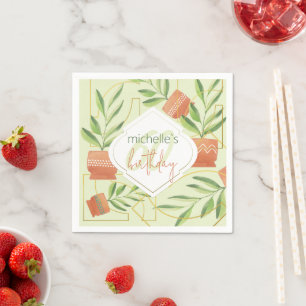 Serviette En Papier Plantes fraîches dans des pots en céramique Aquare