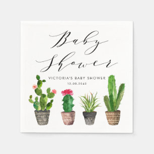 Serviette En Papier Plantes grasses et cactus en pot Bohème pour Baby