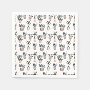 Serviette En Papier Plantes Potés en blanc