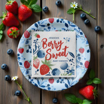Plaque de papier Baby shower Berry Sweet