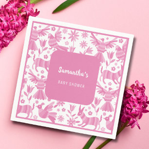 Serviette En Papier Plaque de papier baby shower mexicaine rose otomi