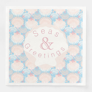 Serviette En Papier Plaque de papier bleu Noël côtier