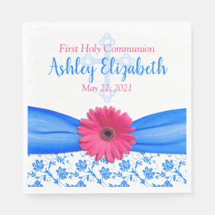 Serviette En Papier Plaque de papier de première communion Pink Blue 