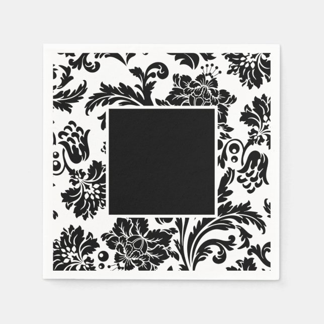 Serviette En Papier Plaque de papier mariage officielle noir et blanc  (Devant)