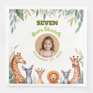 Serviette En Papier Plaque de photo Safari Fille Mignonne pour fête d'