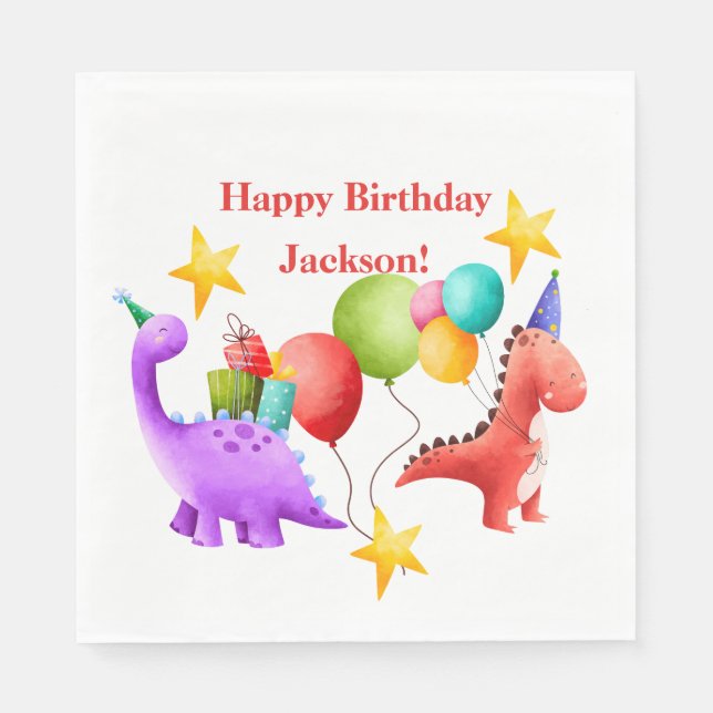 Serviette En Papier Plaques d'anniversaire de Dinosaur (Devant)
