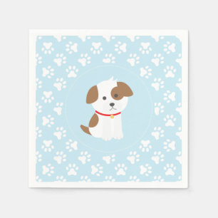 Serviette En Papier Plaques de fête d'anniversaire chiot empreintes de