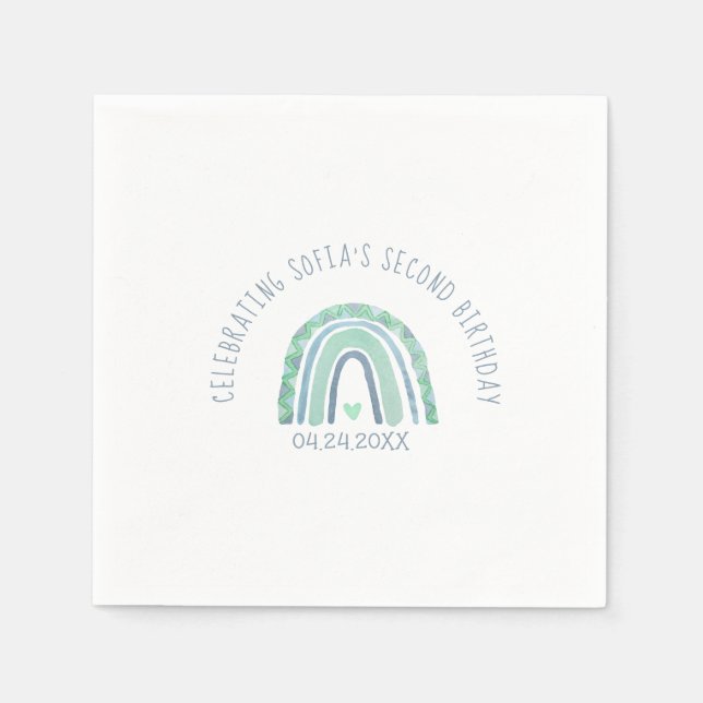 Serviette En Papier Plaques de papier arc-en-ciel bleu et vert-vert-à- (Devant)