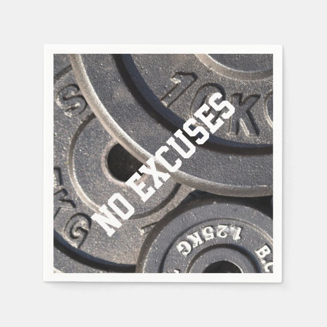Serviette En Papier Plaques d'haltérophilie, "No Excuses" (Devant)