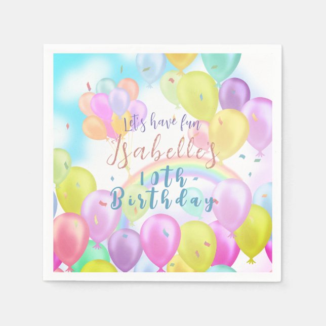 Serviette En Papier Plaques en papier d'anniversaire de Balloon Pastel (Devant)