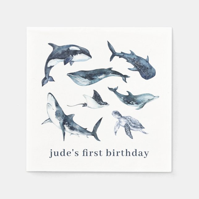 Serviette En Papier Plaques en papier Ocean Animaux (Devant)